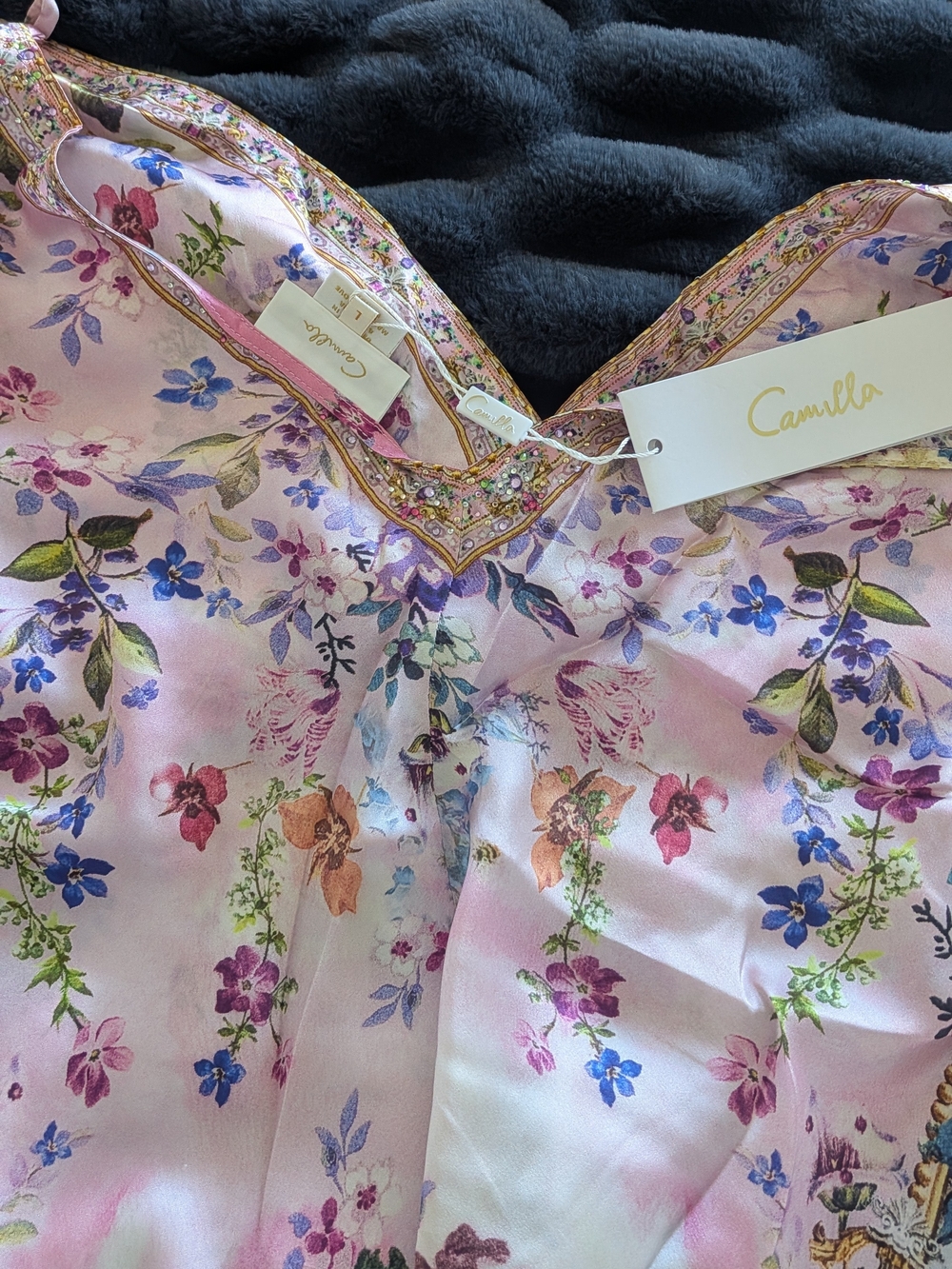 Women's Pink Floral Satin Slip Dress - Picture 8 of 9